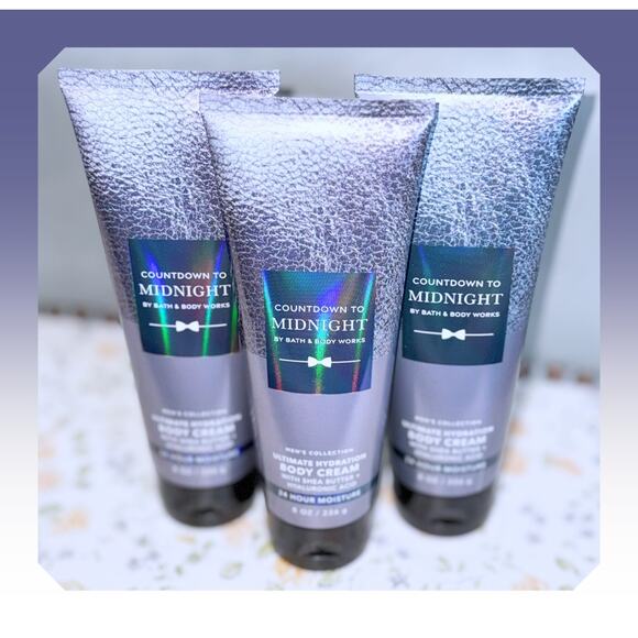 Bath & Body Works COUNTDOWN to MIDNIGHT Men's Ultimate Hydration Body Cream x3 - Picture 2 of 5